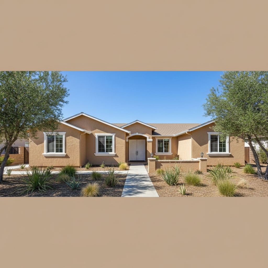 Completed stucco installation work at a residential property in Riverside, CA