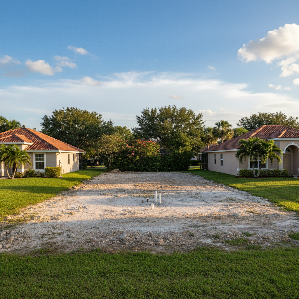 Completed debris removal work at a residential property in Cape Coral, FL