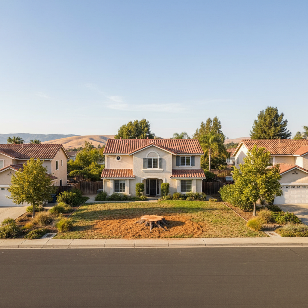 Completed tree removal work at a residential property in Fremont, CA