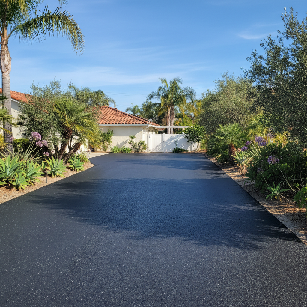 Completed driveway paving work at a residential property in Laguna Niguel, CA