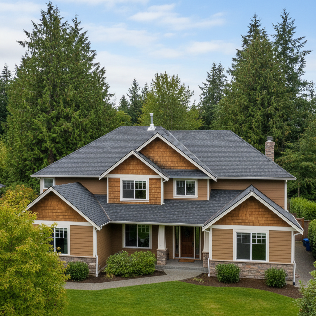 Completed roof replacement work at a residential property in Sammamish, WA