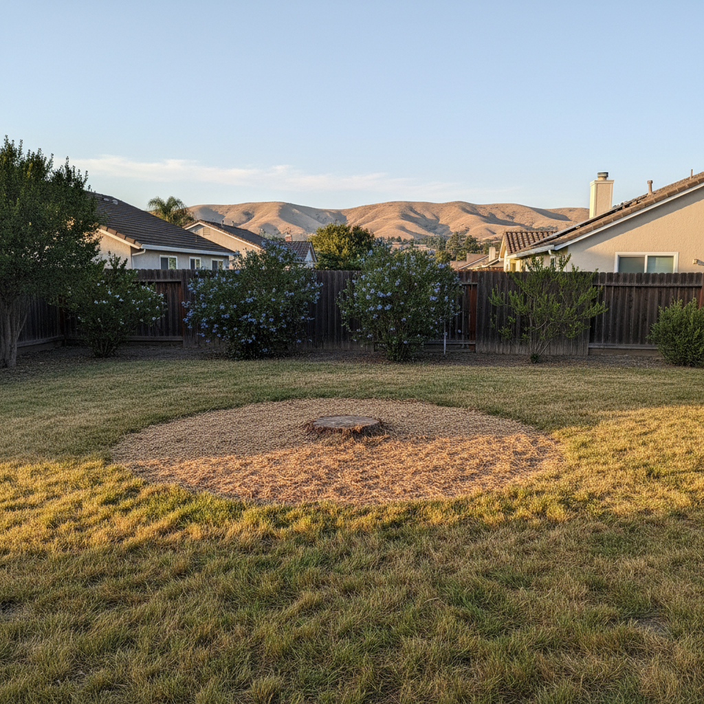 Completed stump grinding & removal work at a residential property in Fremont, CA