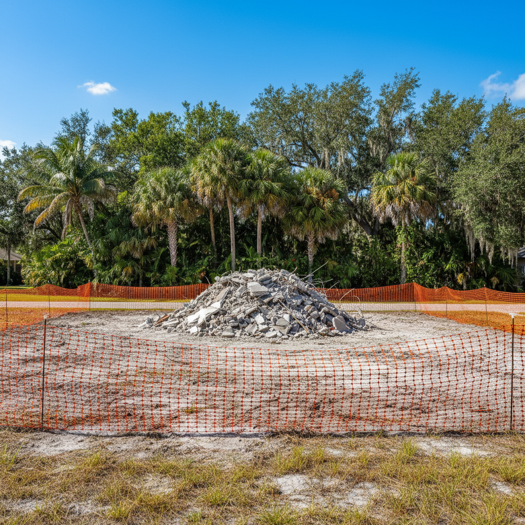 Completed structural demolition work at a residential property in Cape Coral, FL