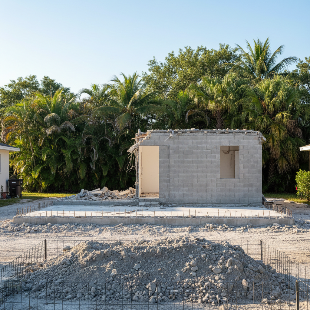 Completed partial building demolition work at a residential property in Cape Coral, FL