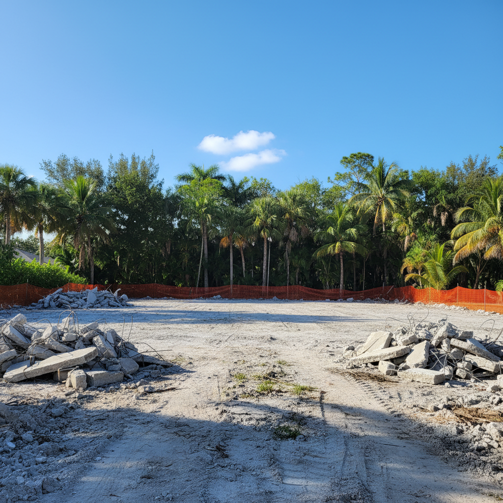 Completed full building demolition work at a residential property in Cape Coral, FL