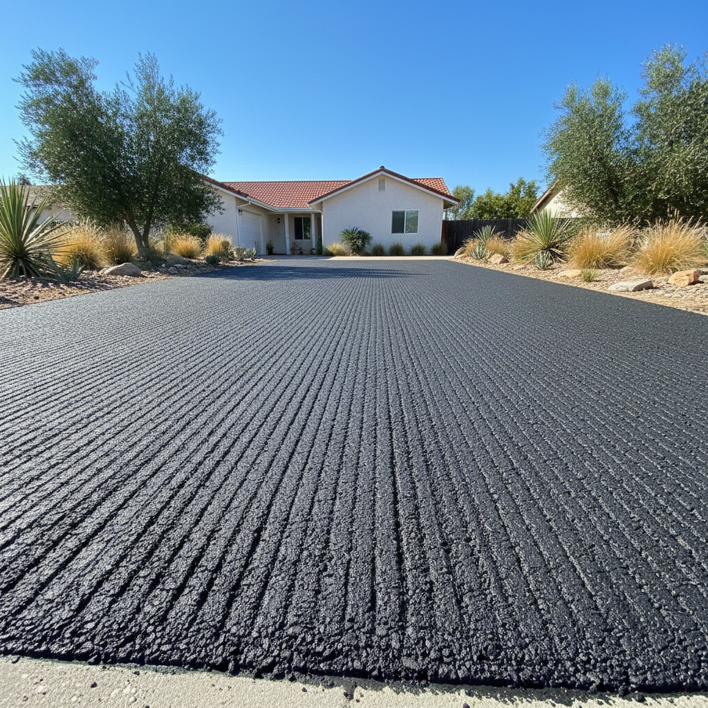 Completed asphalt milling work at a residential property in Orosi, CA