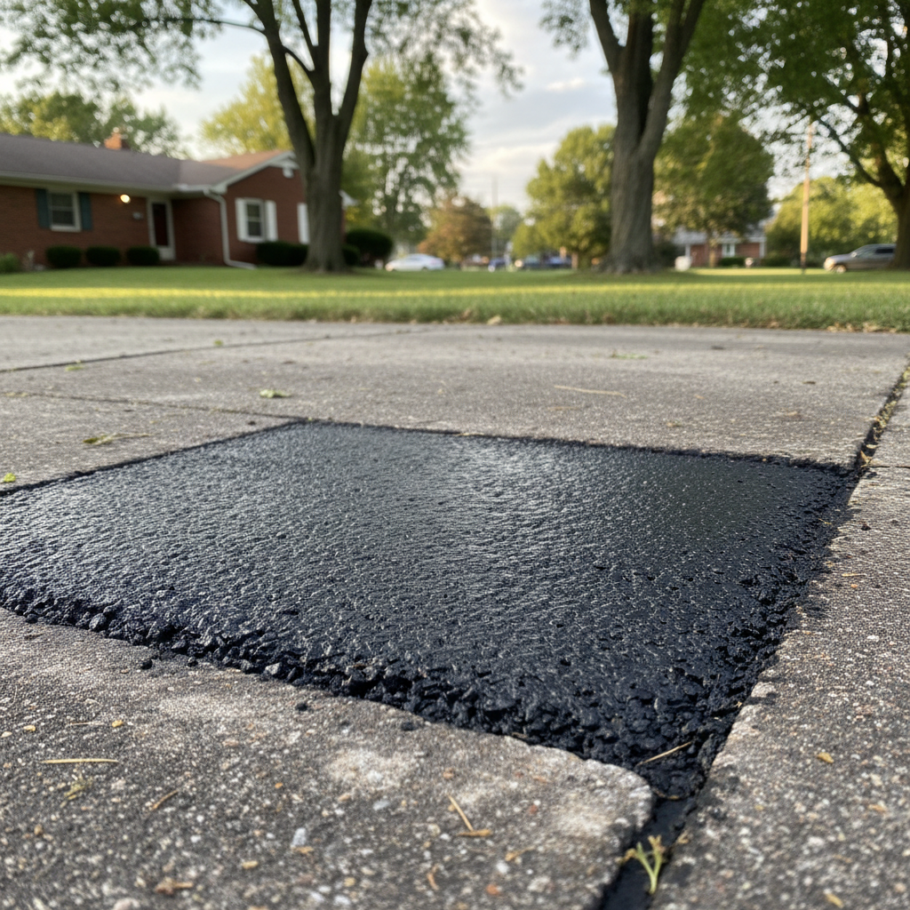 Completed asphalt patching work at a residential property in Cleveland, OH