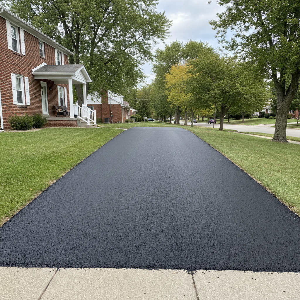 Completed asphalt paving work at a residential property in Cleveland, OH