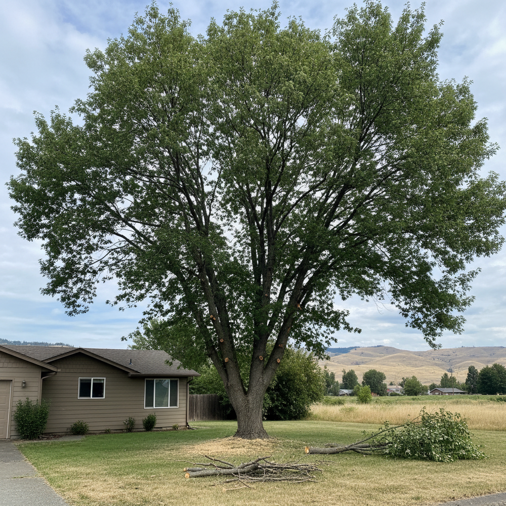 Completed tree pruning work at a residential property in Union Gap, WA