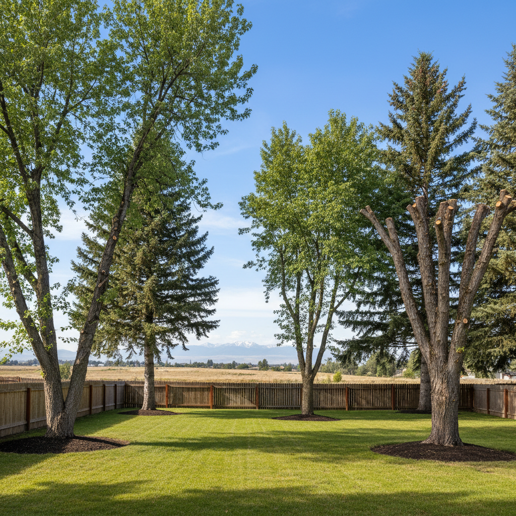 Completed tree trimming work at a residential property in Union Gap, WA