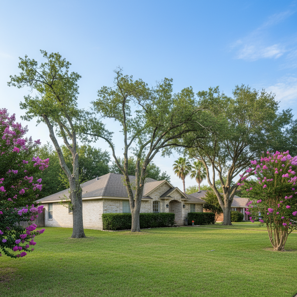 Completed tree trimming work at a residential property in Humble, TX
