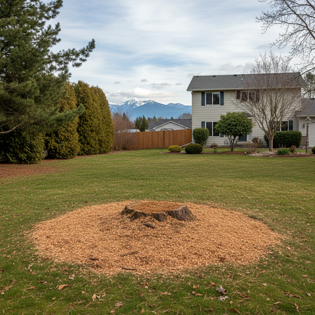 Completed stump grinding & removal work at a residential property in Union Gap, WA
