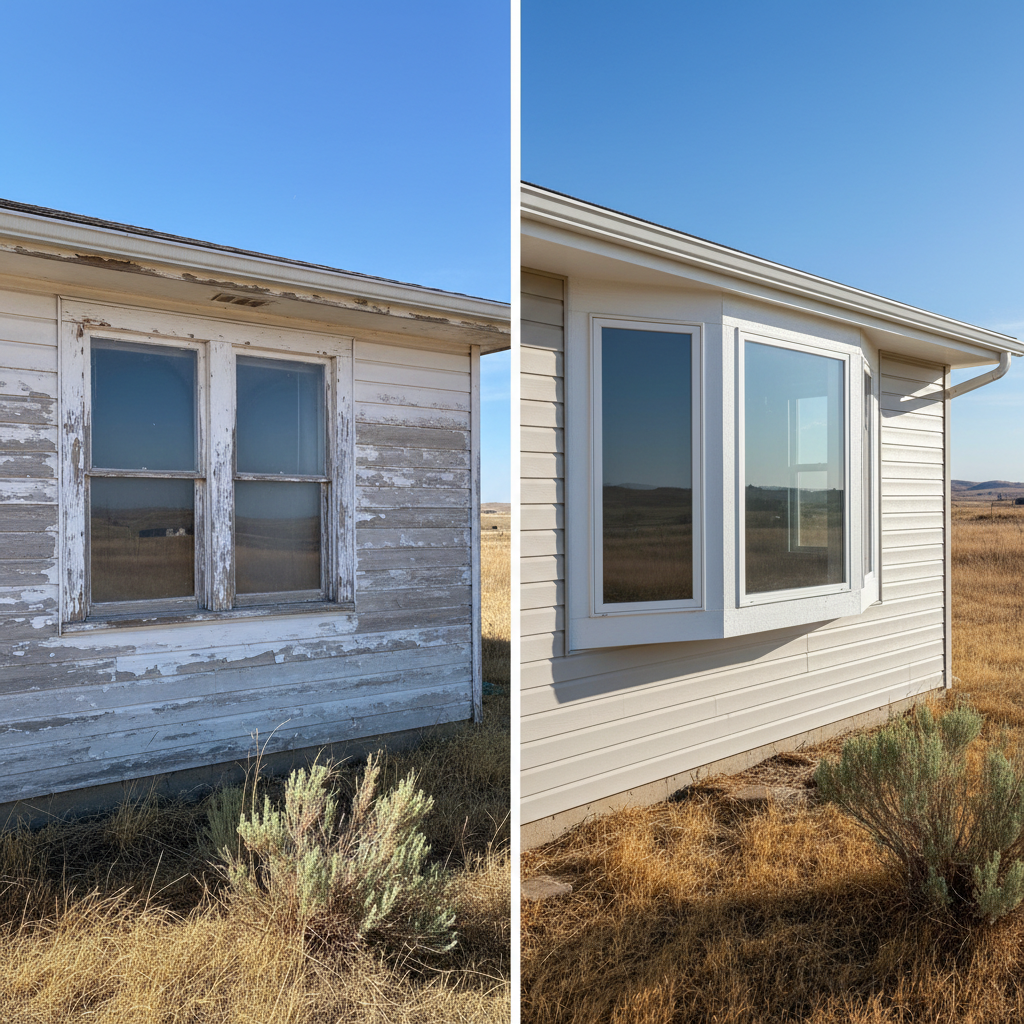 Completed bay window installation work at a residential property in Dodge City, KS