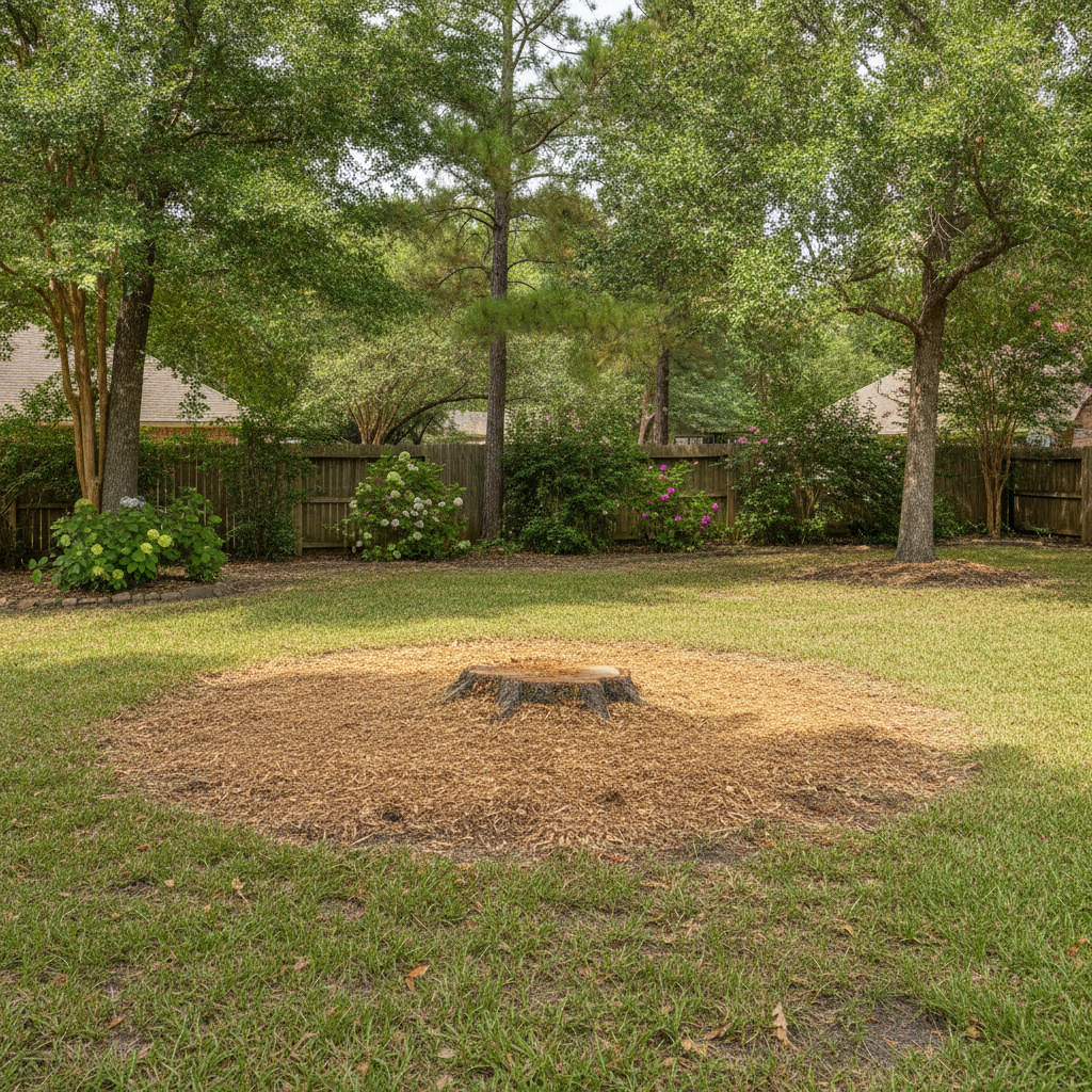 Completed stump grinding & removal work at a residential property in Kingwood, TX