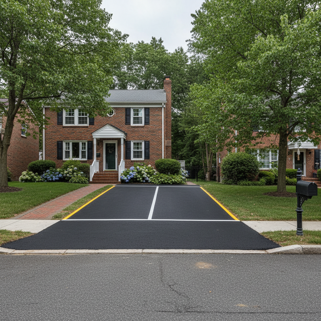 Completed asphalt striping work at a residential property in Philadelphia, PA
