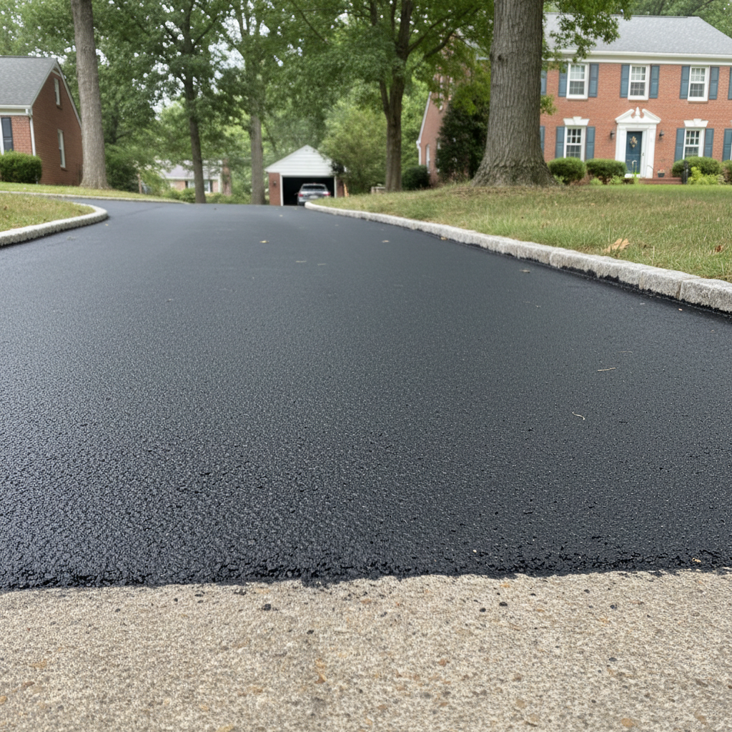 Completed asphalt sealcoating work at a residential property in Philadelphia, PA