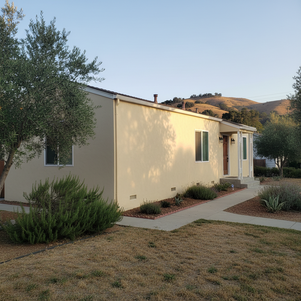 Completed stucco painting work at a residential property in Stanford, CA