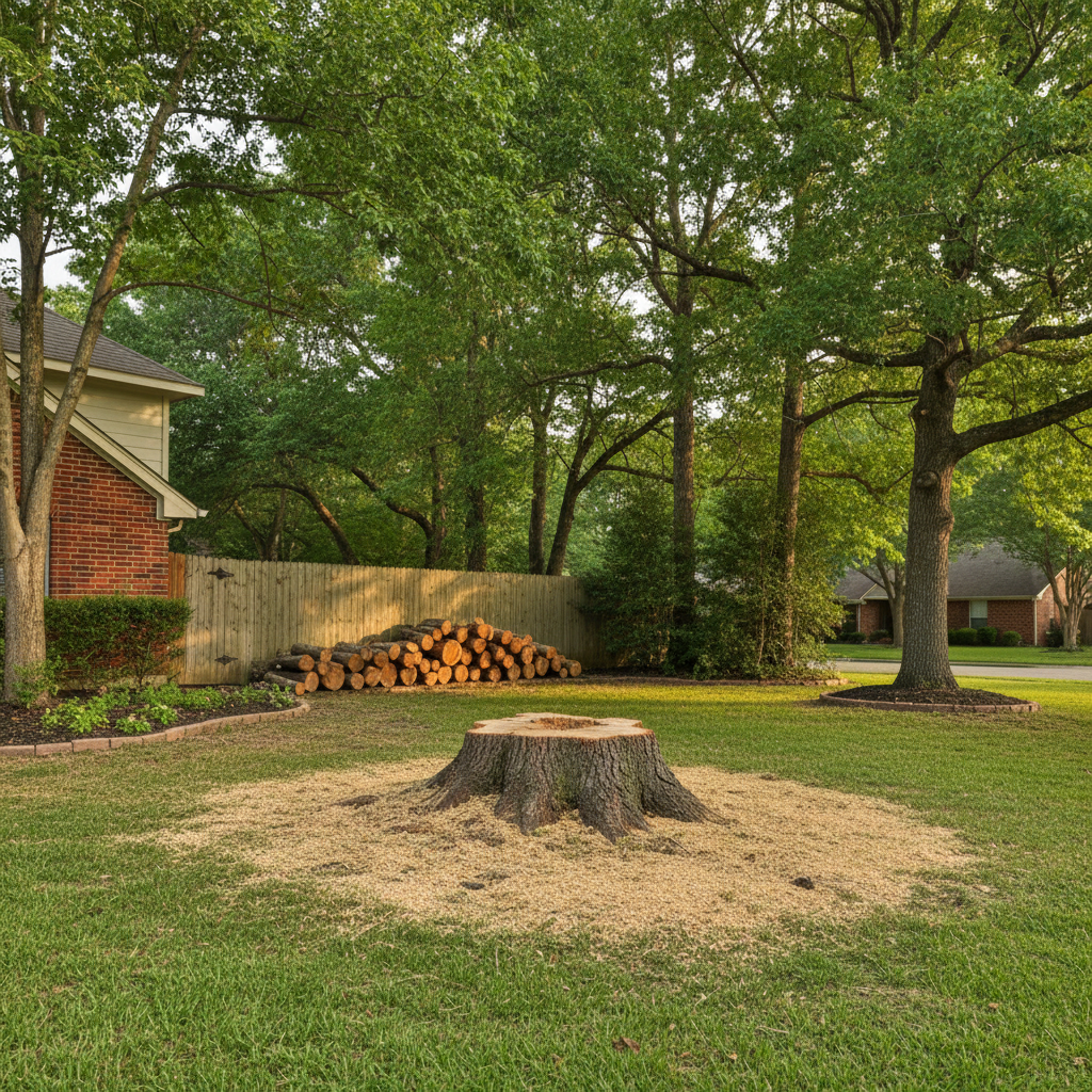 Completed emergency tree removal work at a residential property in Kingwood, TX