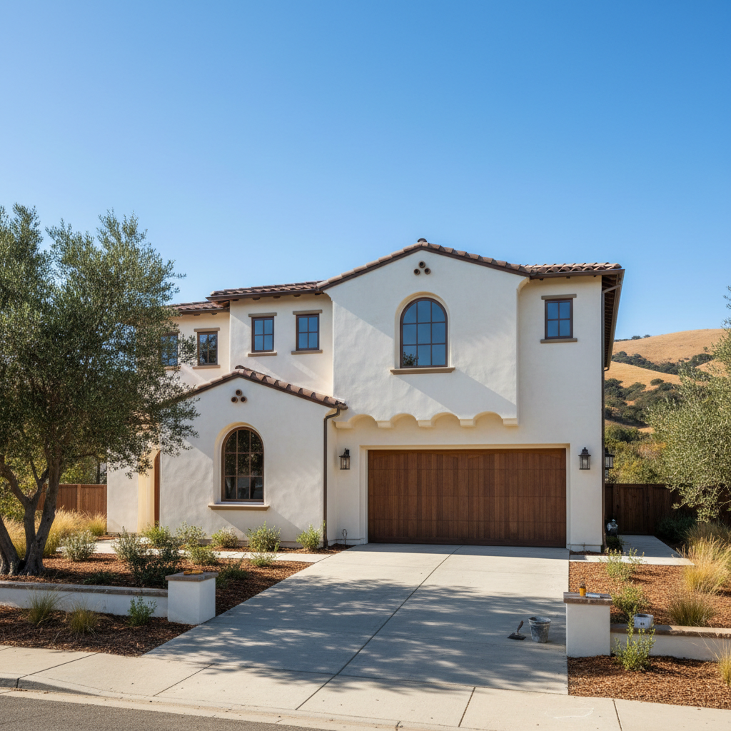 Completed residential stucco work at a residential property in Atherton, CA
