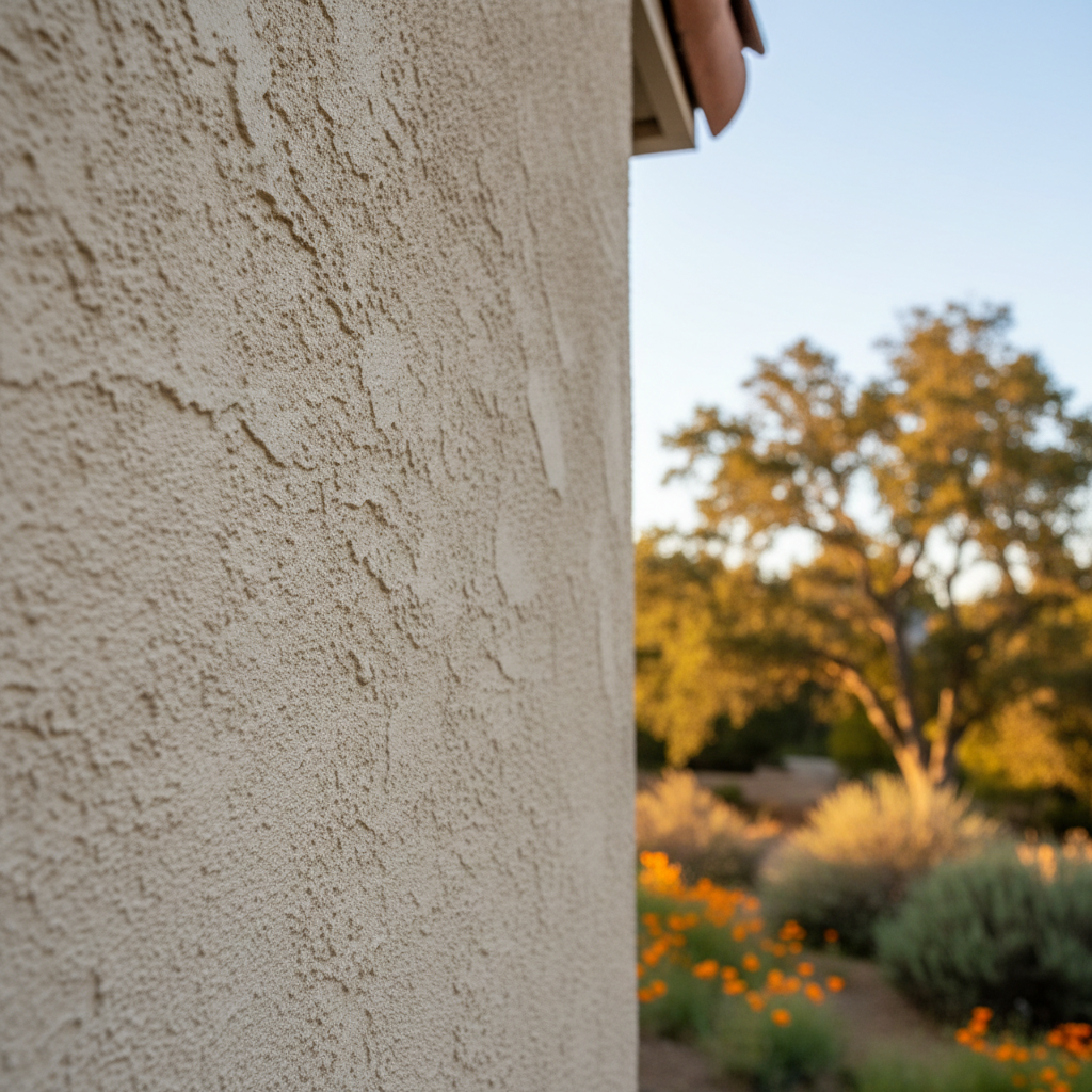 Completed stucco painting work at a residential property in Atherton, CA