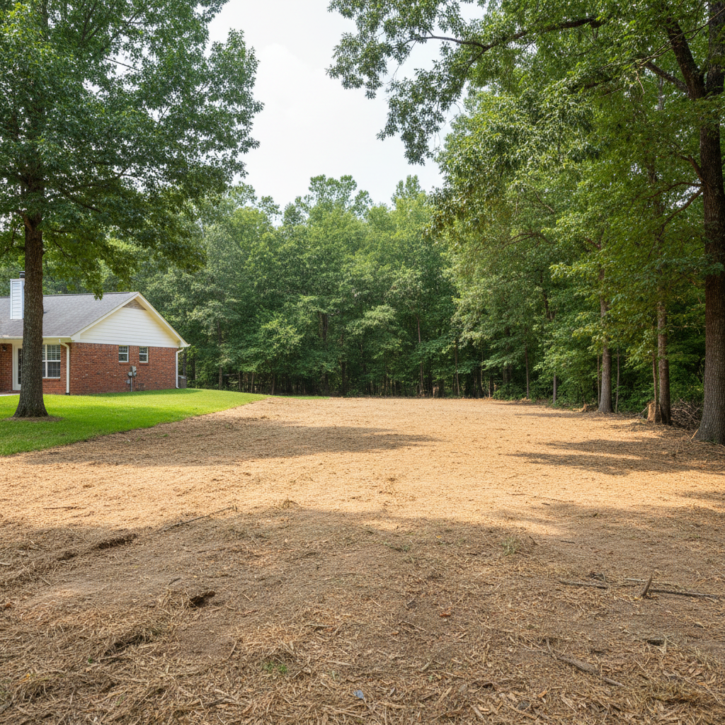Completed land clearing work at a residential property in Humble, TX