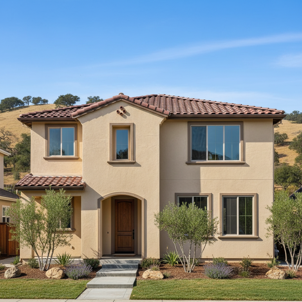 Completed residential stucco work at a residential property in Stanford, CA