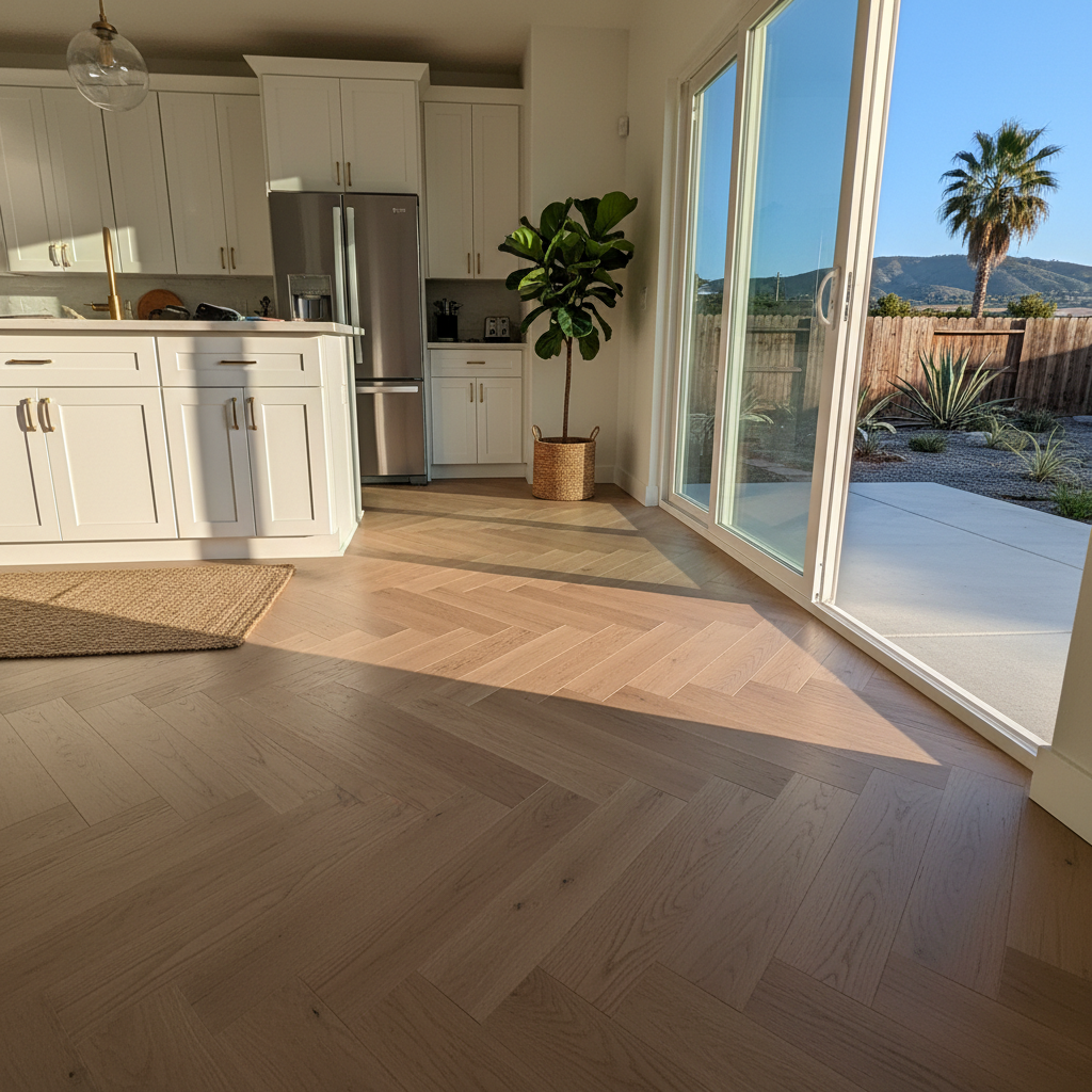 Completed kitchen flooring work at a residential property in Downey, CA