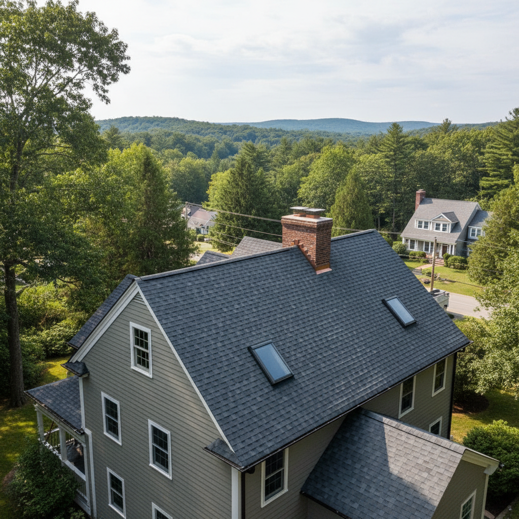 Completed roof installation work at a residential property in West Greenwich, RI