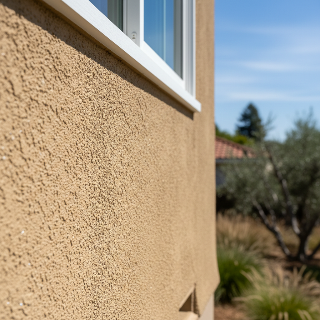 Completed stucco installation work at a residential property in Atherton, CA