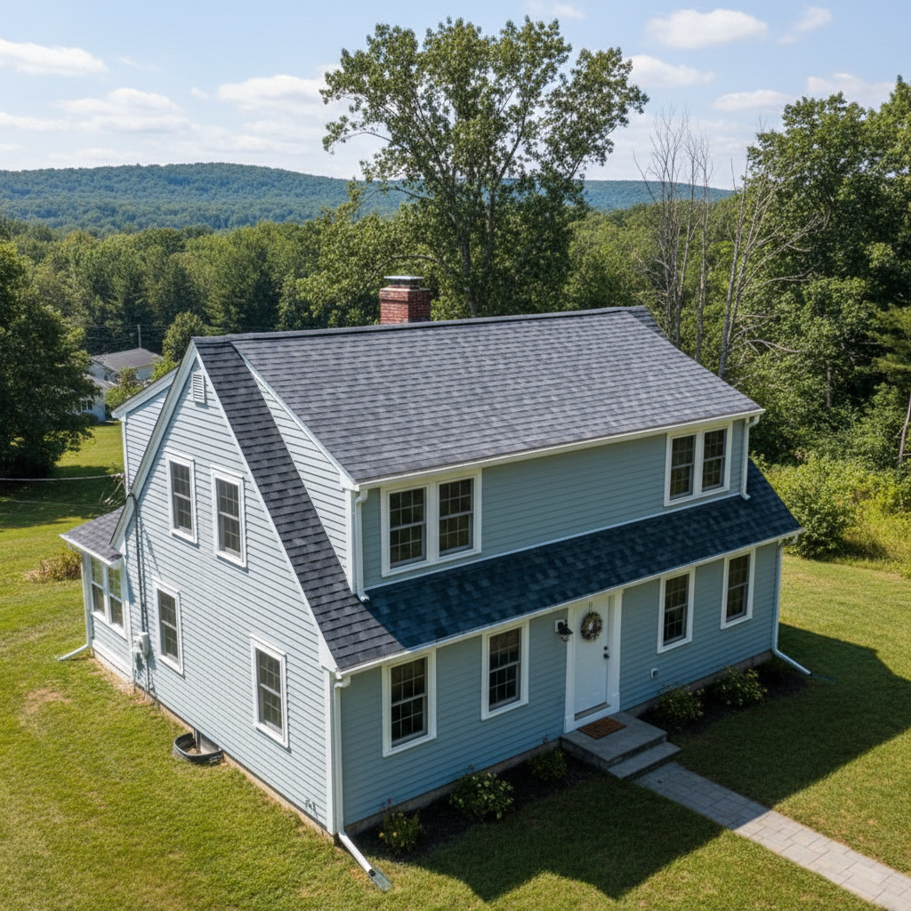 Completed roof replacement work at a residential property in West Greenwich, RI
