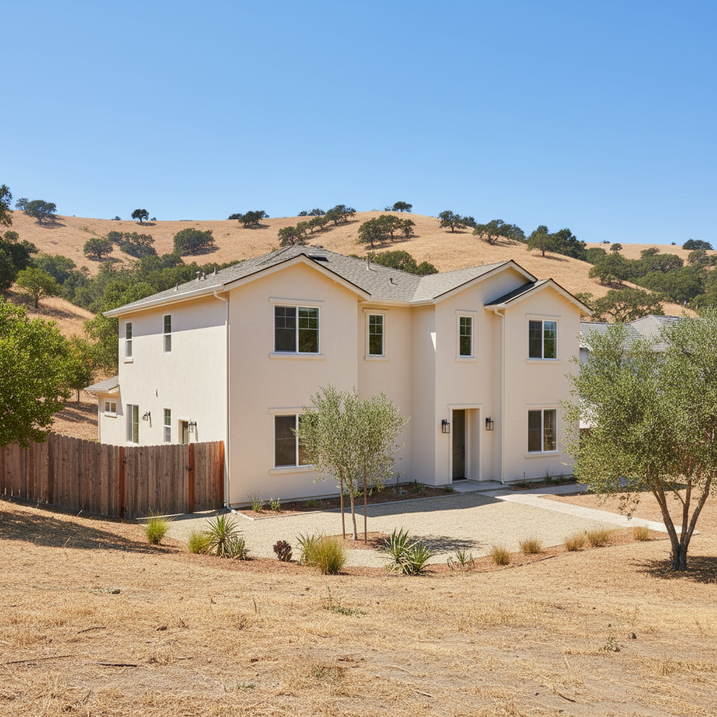 Completed stucco replacement work at a residential property in Stanford, CA
