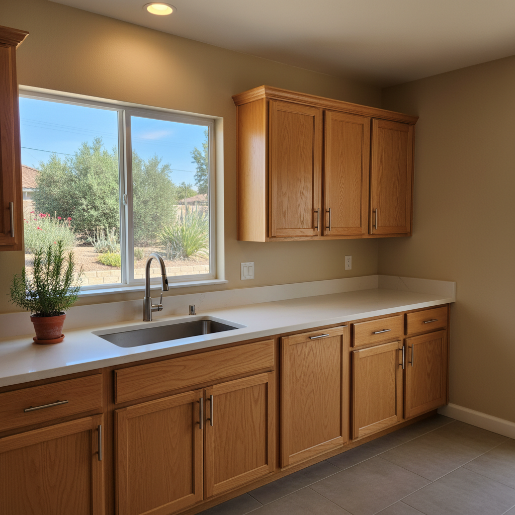 Completed cabinet installation work at a residential property in Downey, CA