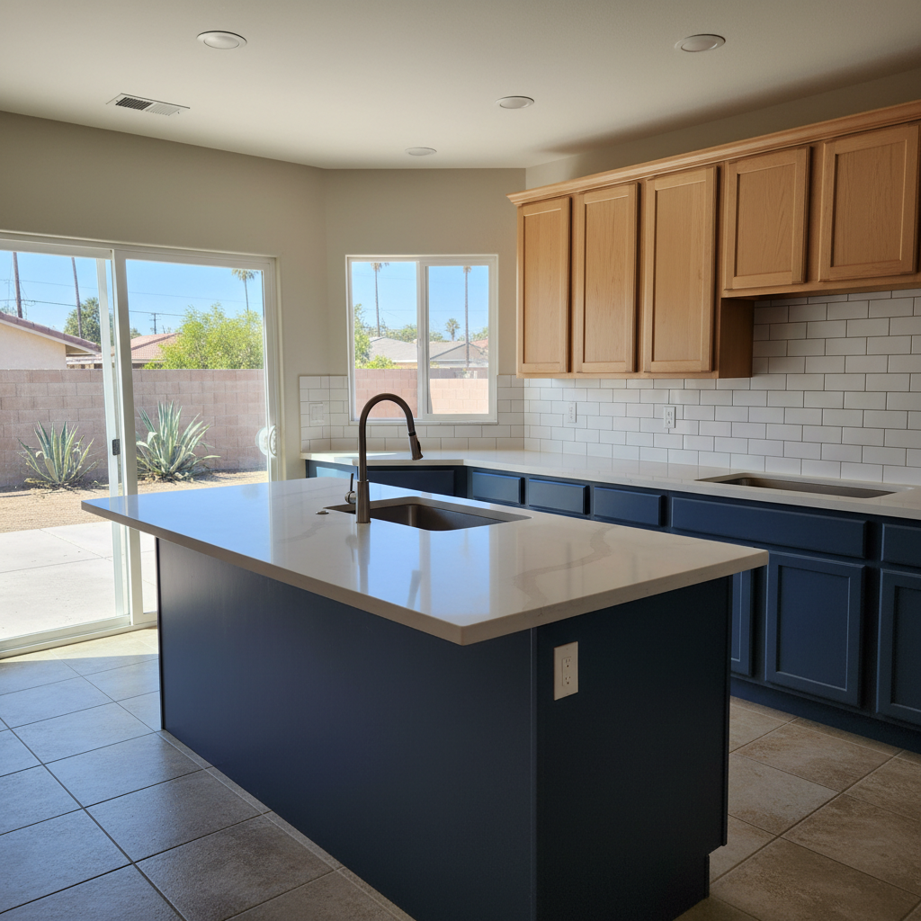 Completed countertop installation work at a residential property in Downey, CA