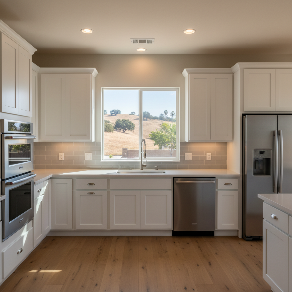 Completed cabinet installation work at a residential property in Fullerton, CA
