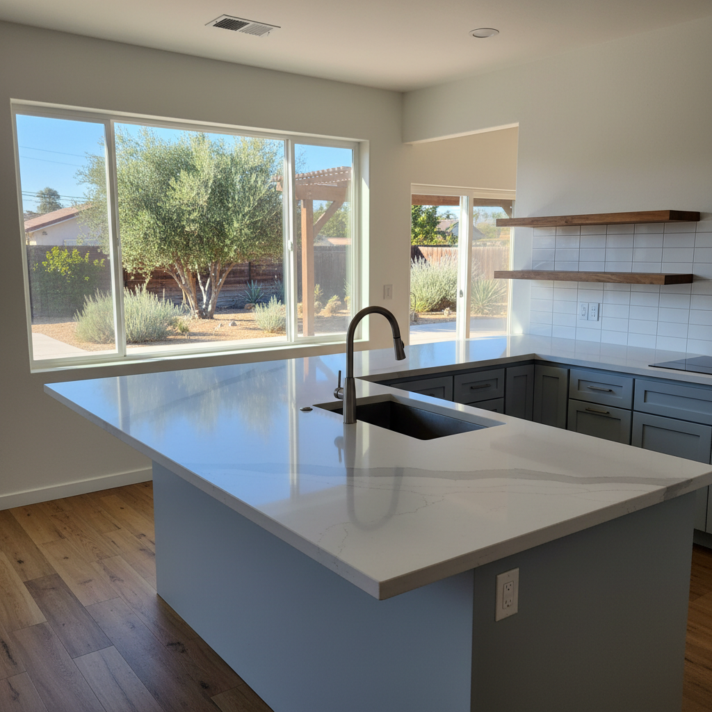 Completed countertop installation work at a residential property in Fullerton, CA