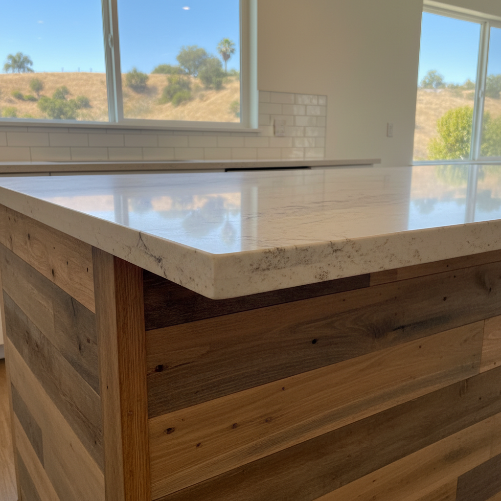 Completed kitchen island installation work at a residential property in Downey, CA