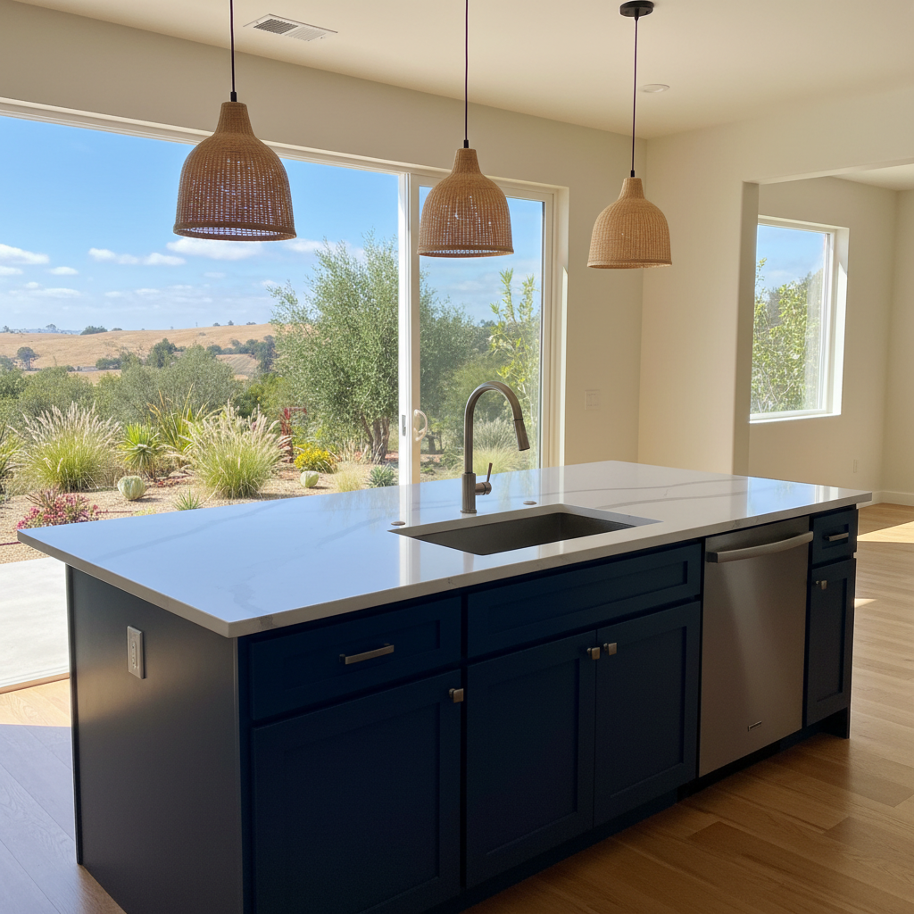 Completed kitchen island installation work at a residential property in Ventura, CA