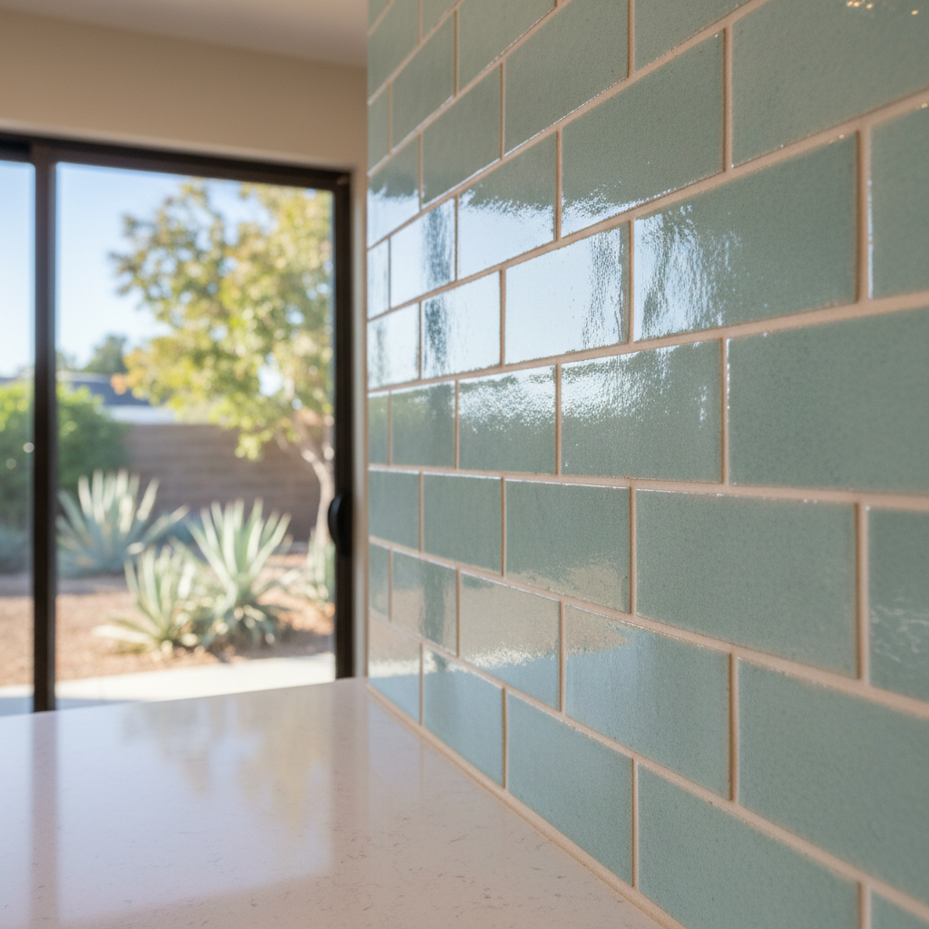 Completed backsplash installation work at a residential property in Fullerton, CA