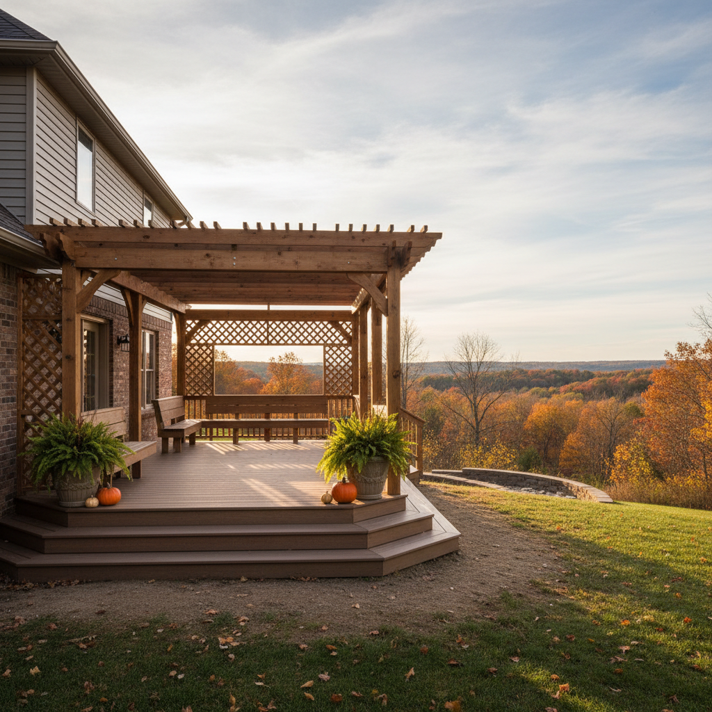 Completed pergola construction work at a residential property in Galena, IL