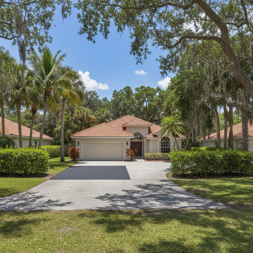 Completed asphalt repair work at a residential property in Plantation, FL