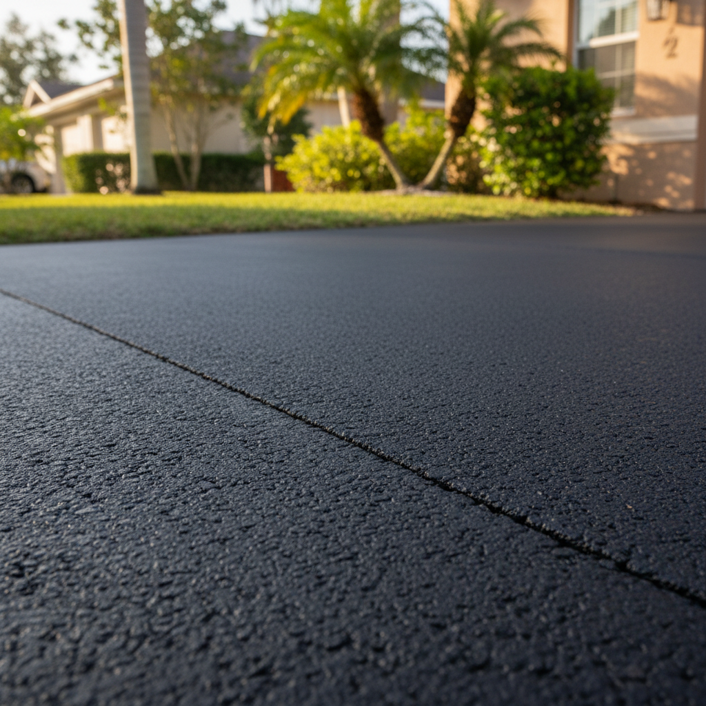 Completed driveway paving work at a residential property in Plantation, FL