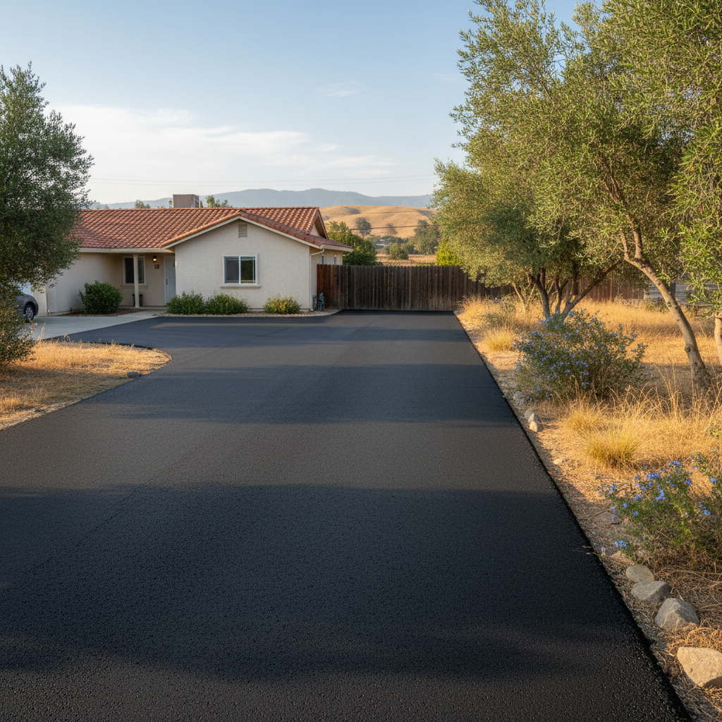 Completed driveway paving work at a residential property in Yuba City, CA