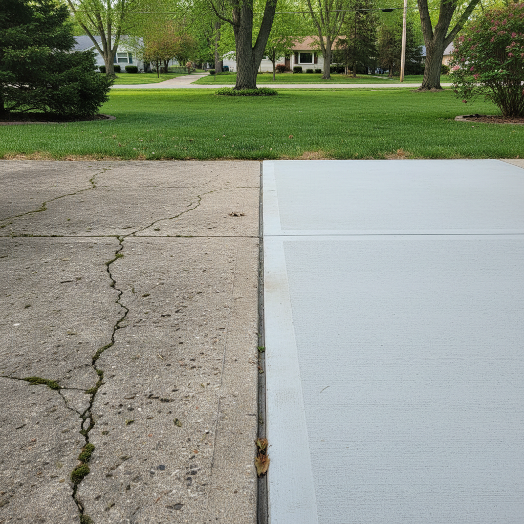 Completed concrete repair work at a residential property in Joliet, IL
