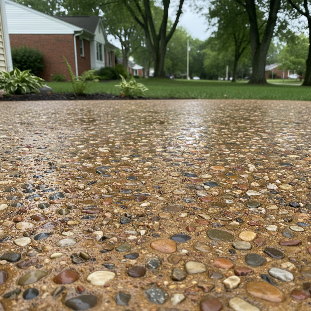 Completed decorative concrete work at a residential property in Joliet, IL