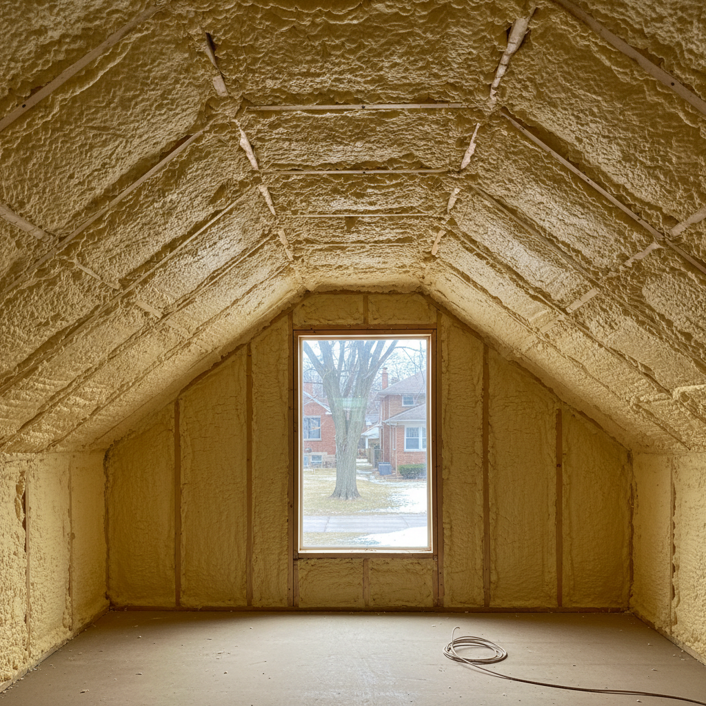 Completed closed cell spray foam work at a residential property in Evanston, IL