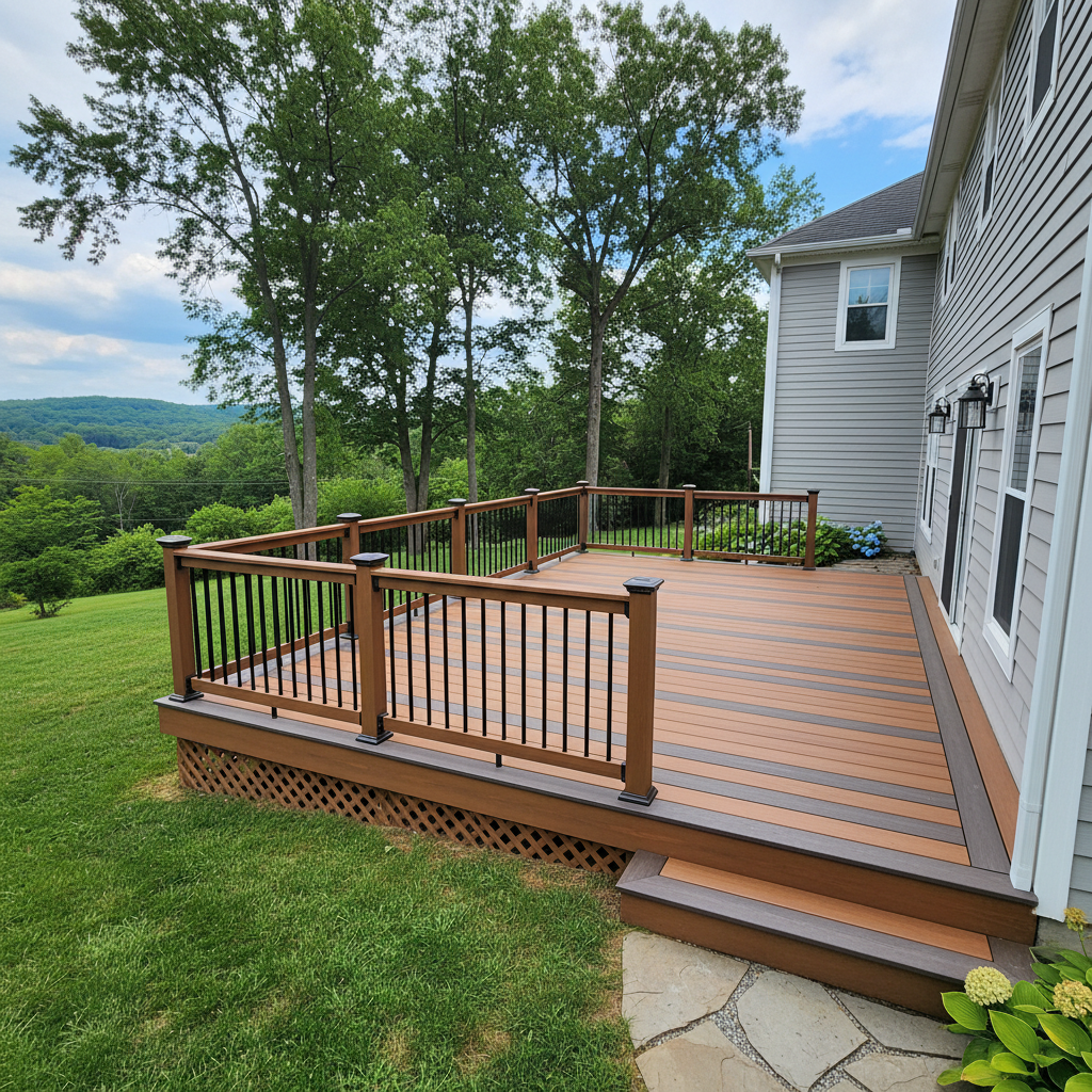 Completed composite decks work at a residential property in Galena, IL