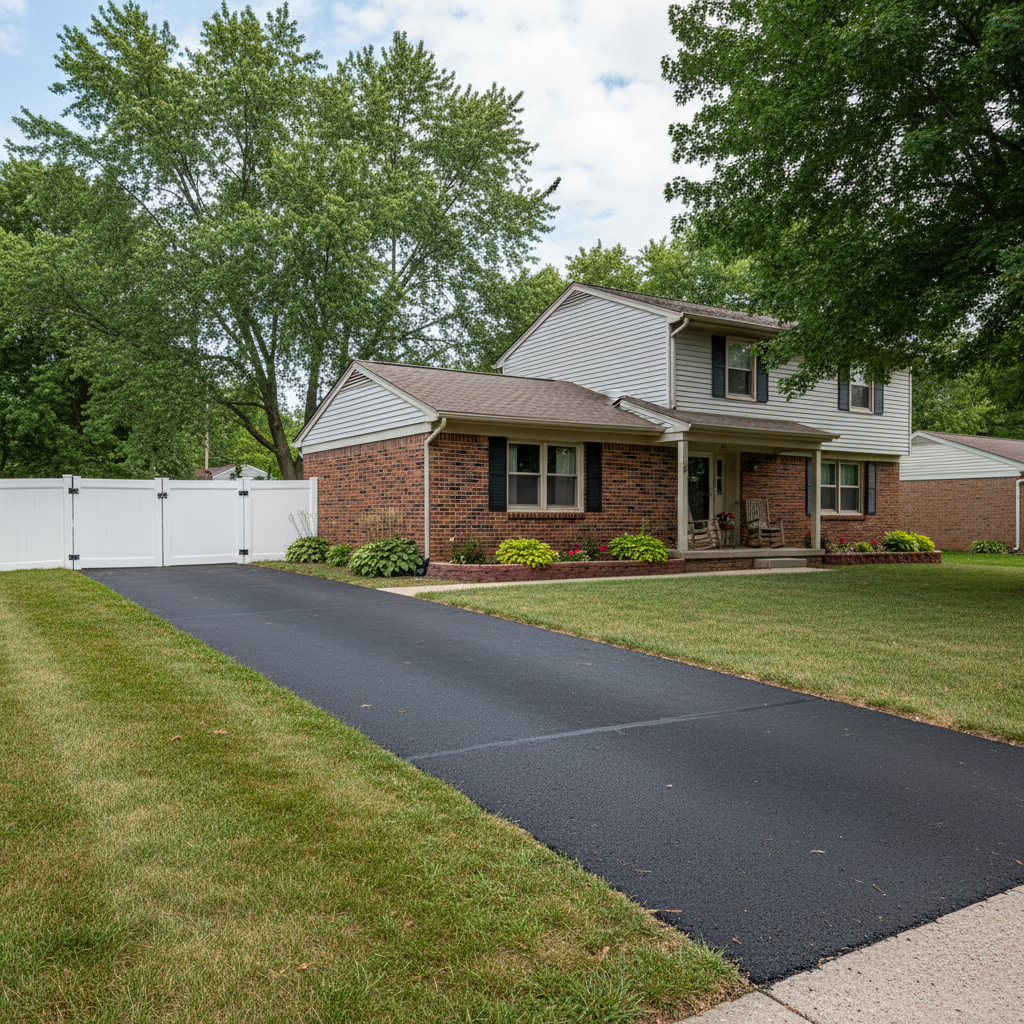 Completed asphalt patching work at a residential property in South Bend, IN