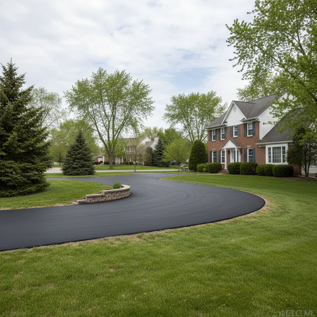 Completed parking lot paving work at a residential property in Granger, IN
