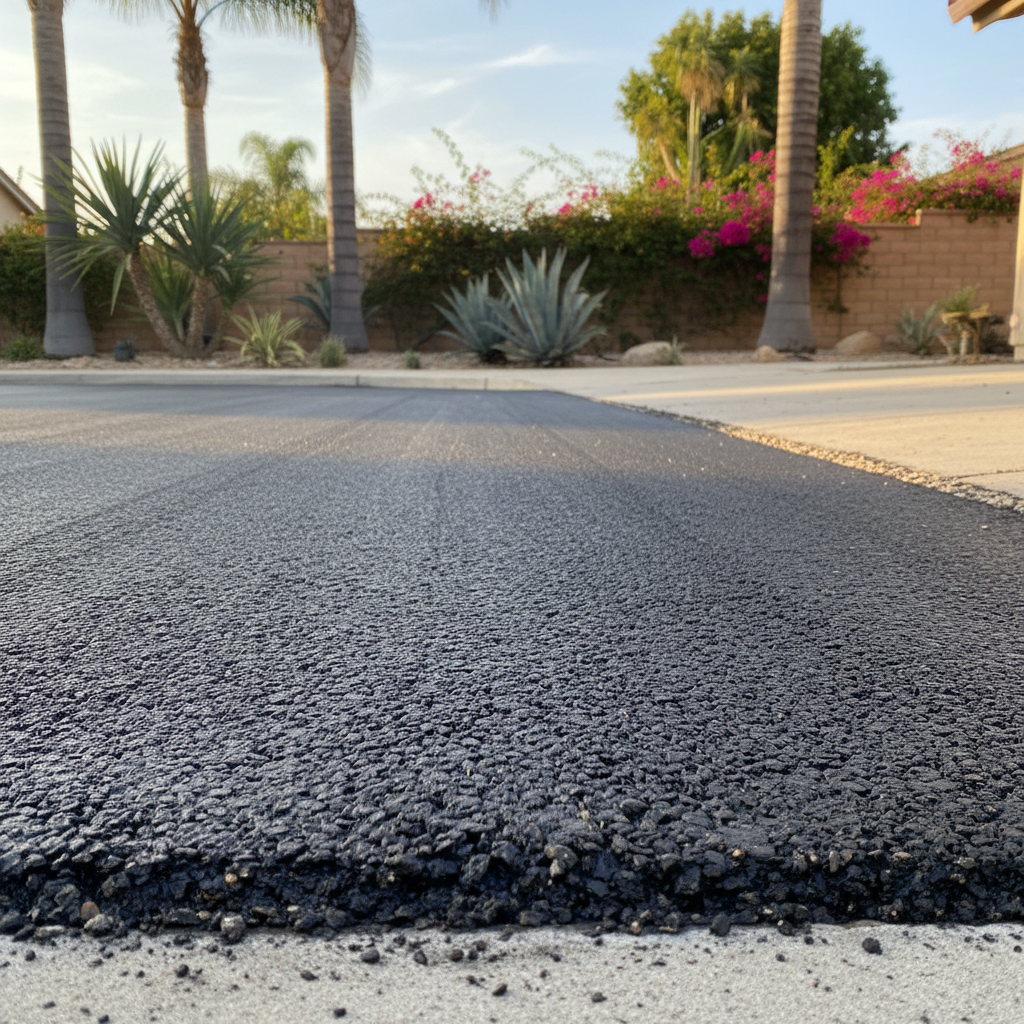 Completed asphalt milling work at a residential property in Anaheim, CA