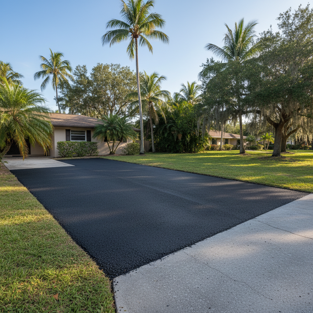 Completed asphalt patching work at a residential property in Boca Raton, FL